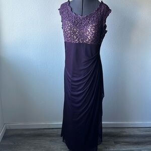 Xcape dress size 18 plum purple full length lace wedding softgirl